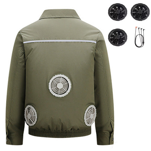 Cooling Fan Jacket for Men Women, Battery Powered 4 Fans Air Conditioned Work Uniform with Usb Reflective Stripe Cooling Fan Clothe for Outdoor Activities In Hot Weather