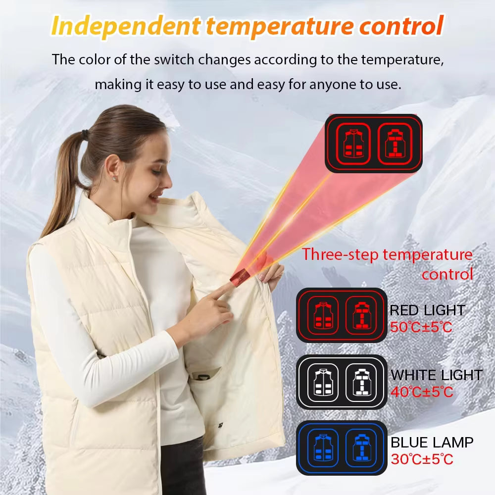 Heated Down Vest for Men Women, USB Electric Sleeveless Heated Waistcoat with 13 Heating Zones 3 Heating Levels
