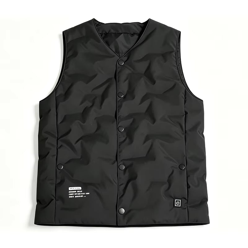 Lightweight V-Neck Quilted Electric Heated Vest for Women Men, USB Charging 3 Gear Temp Control 5 Heating Zones Snap Button Warming Gilet