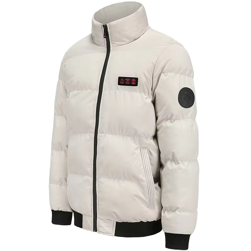 Electric Heated Jacket for Men & Women, 3 Temperature Control, 7 Heating Zones, Rechargeable USB Waterproof Cotton Jackets Winter Stand Collar Outdoor Lightweight Quilted Puffer Coat Casual P - Firoth
