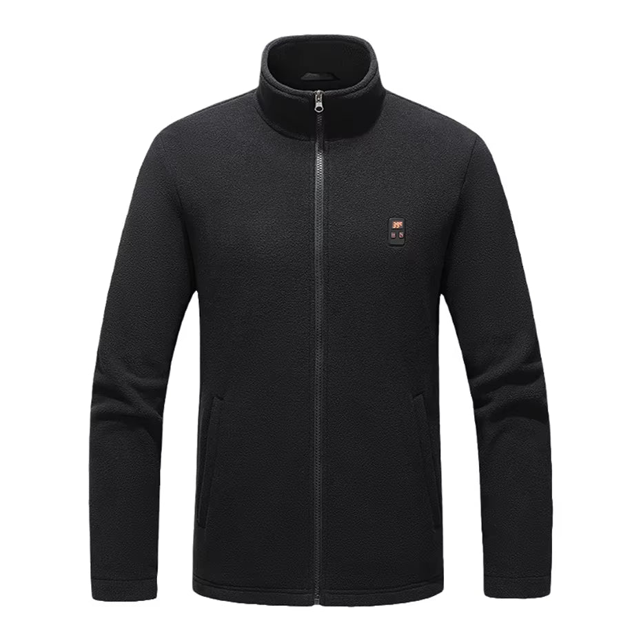 Fleece Heated Jackets for Men Women Temperature Display 9 Heated Areas 3 Gear Temperature USB Charging Heated Zip Up Coat for Outdoor Skiing Hiking