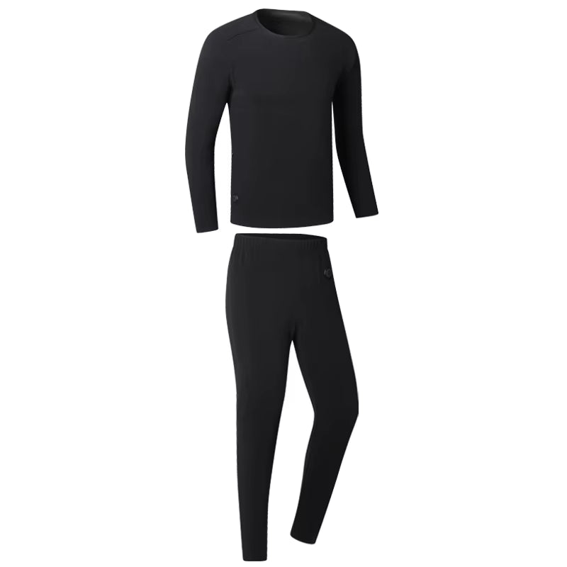 Men's Velvet Heated Underwear, USB Rechargeable 42 Heating Zones Winter Thermal Long Johns Long Sleeve Base Layer Top and Bottom Sets for Cold Weather