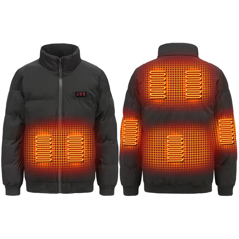 Electric Heated Jacket for Men & Women, 3 Temperature Control, 7 Heating Zones, Rechargeable USB Waterproof Cotton Jackets Winter Stand Collar Outdoor Lightweight Quilted Puffer Coat Casual P - Firoth