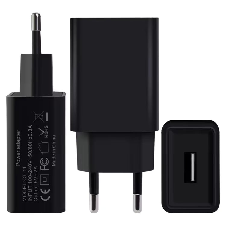 EU-Standard USB Charging Adapter Plug 5 V 2 A Wall Mount Charger