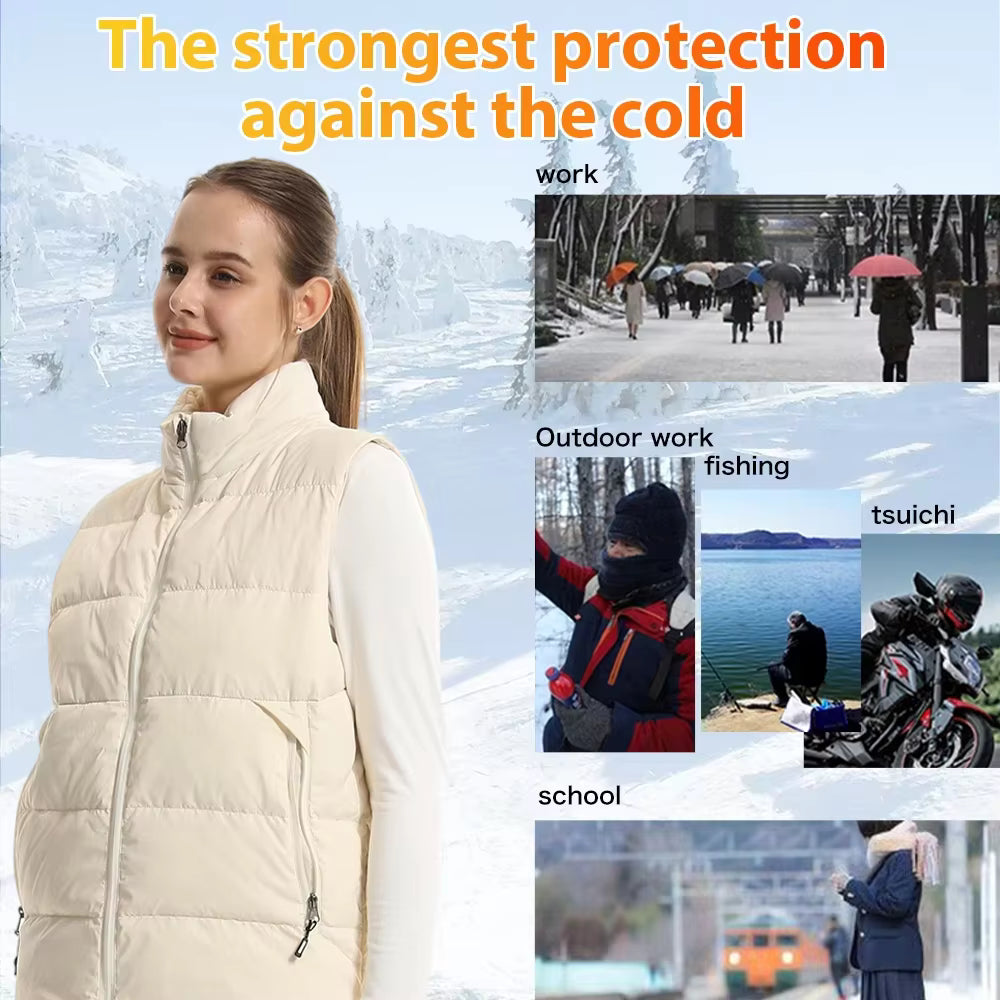 Heated Down Vest for Men Women, USB Electric Sleeveless Heated Waistcoat with 13 Heating Zones 3 Heating Levels