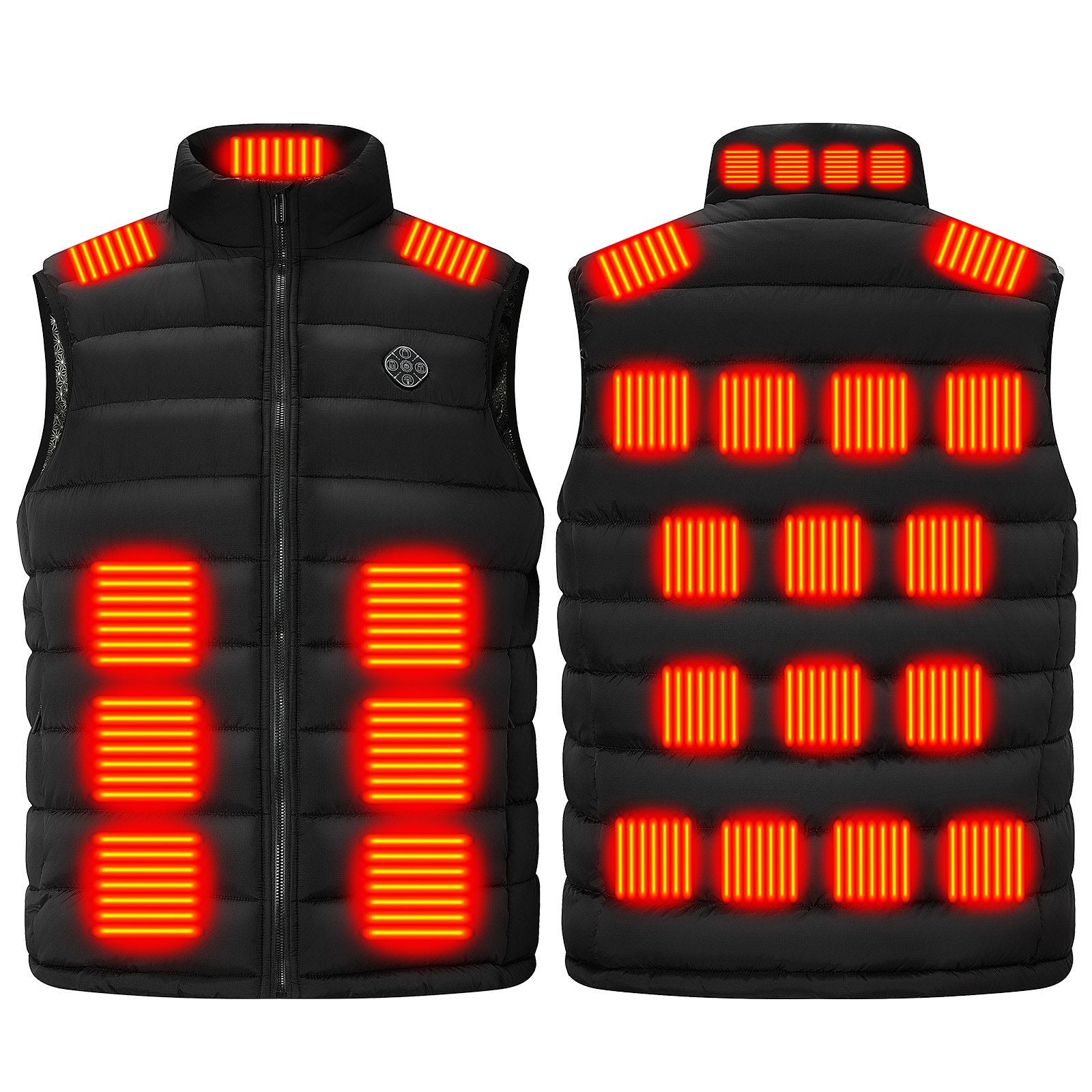 Heated Vest for Men Women, 28 Heating Zones 3-Temperature Control & Carbon Fiber Heating Stand Collar Zip Up Waterproof Windproof Sleeveless Gilet