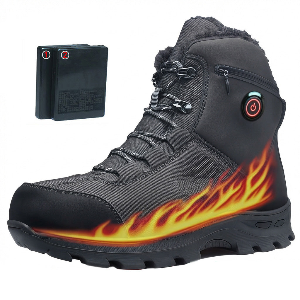 Heated Sneakers for Women Men Warm Fur Lined Heated Short Boot with Rechargeable 10000mAh Battery 5-level Temperature Adjustment Anti-Skid Sole Keep Feet Warm for Winter