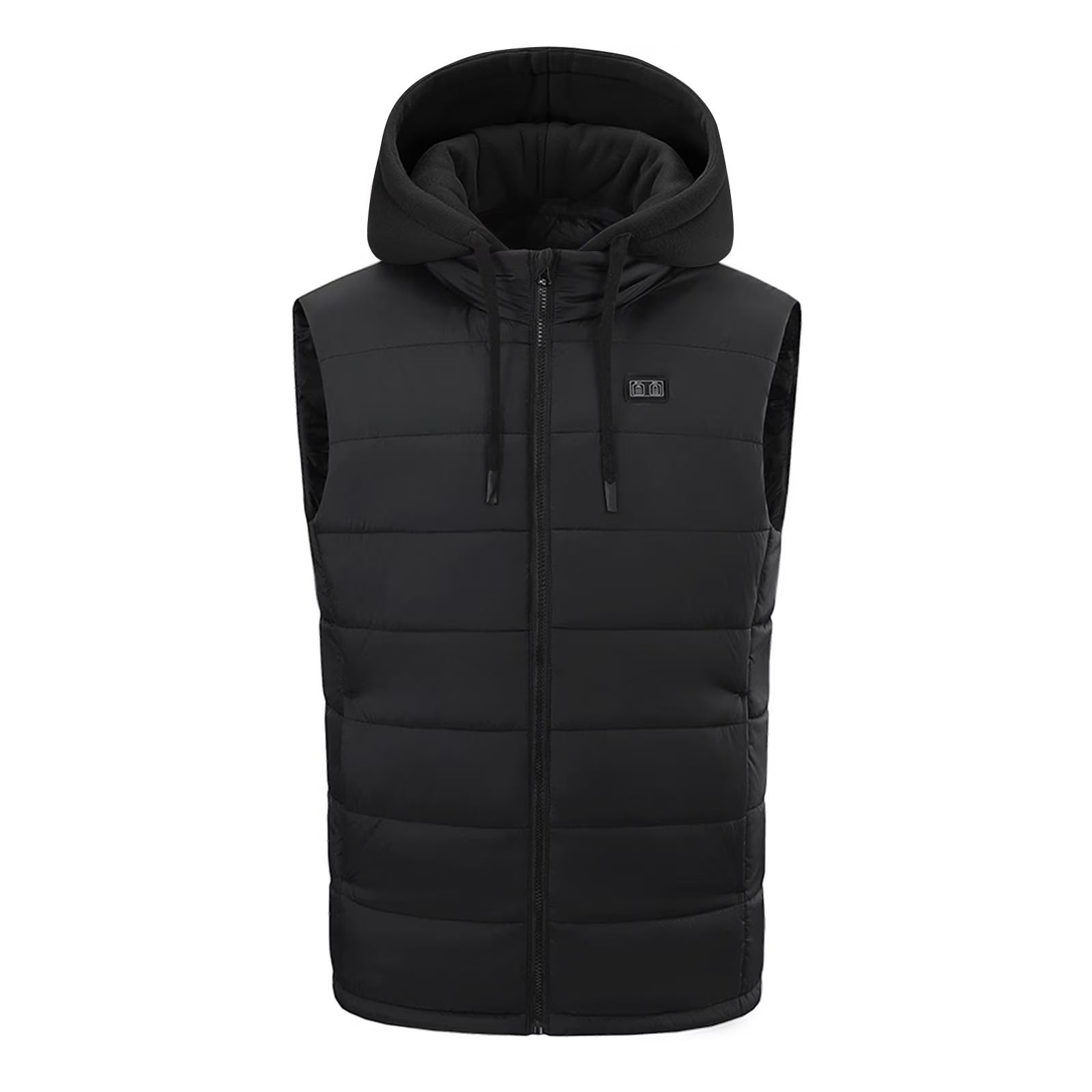 Electric Heated Hooded Gilet for Men, Dual DC/USB Port 3 Adjustable Temperature 14 Heating Zones Winter Warm Heating Vest with Detachable Hood