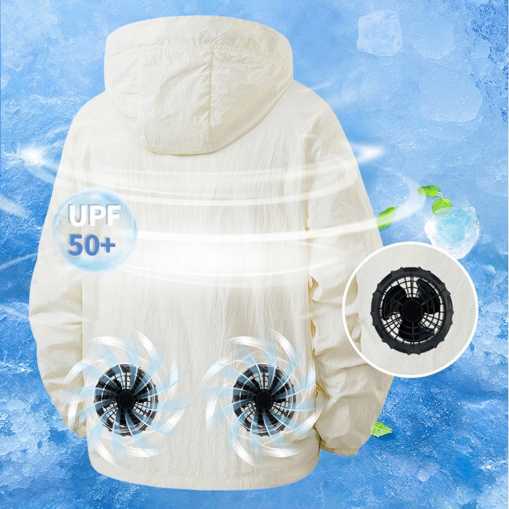 Sun Protection Air Conditioned Work Jacket for Men Women, Light Weight Long Sleeves Summer Work Clothes with 2 Fans, Sweat Absorbent, Quick Drying, 3D Circulation