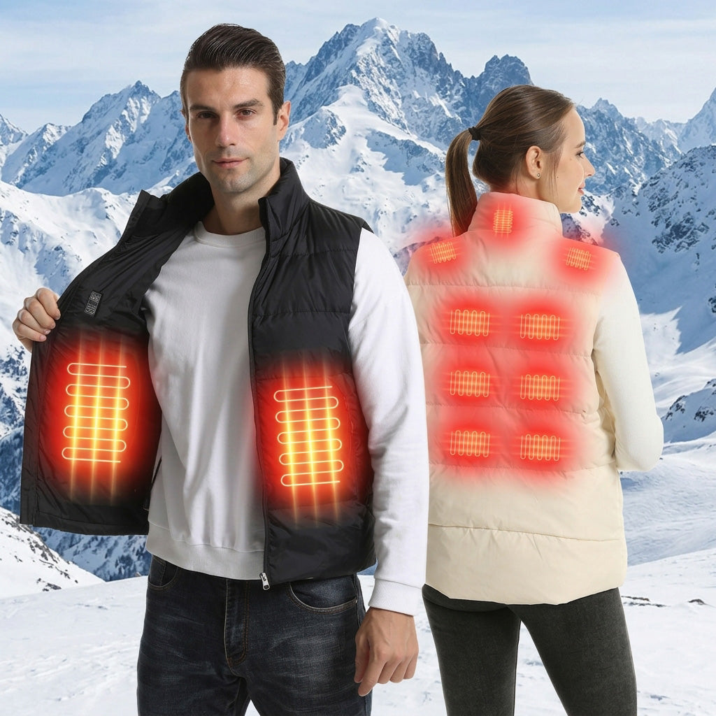 Heated Down Vest for Men Women, USB Electric Sleeveless Heated Waistcoat with 13 Heating Zones 3 Heating Levels