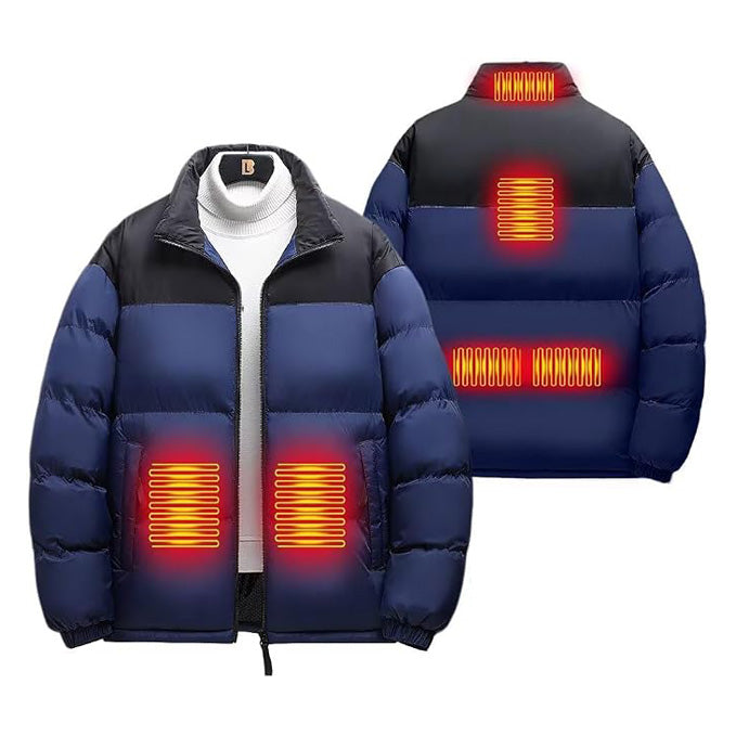 USB Heated Outerwear Coats for Men Winter Warm 6 Heating Zones Intelligent Constant Temperature Quilted Zip-Up Puffer Jacket