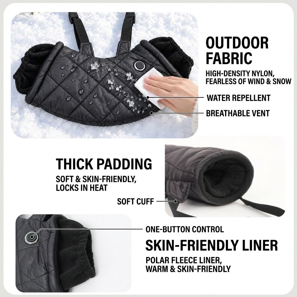 Rechargeable Heated Hand Muff, USB Throw Neck Hand Warmer Cushion 5 Gears, Hand Warmer Bag, Adjustable Strap for Outdoor Activities Golf, Hiking, Snow, Football, Camping