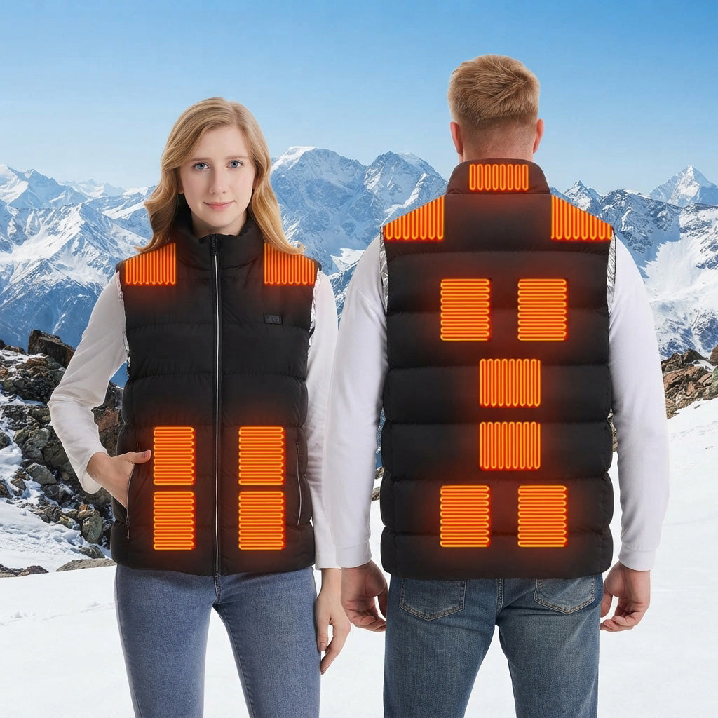Dual Control 15 Carbon Fiber Heating Pads Thermal Vest for Women Men Heated Gilet 3 Heat Settings Electric USB Charging Heating Waistcoat