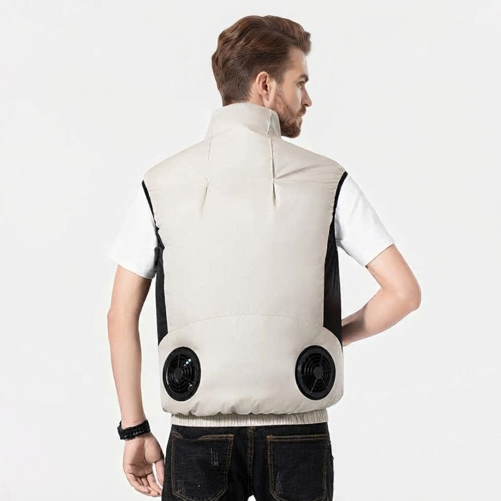 Air Conditioning Fans Vest for Men Women with 2*5V Fans Air Conditioned Clothes Sleeveless Workwear Heat Reducing & Breathable for Hot Weather